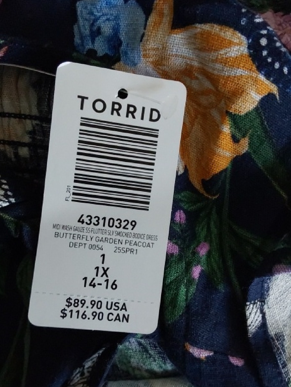 Torrid Navy Floral Square-Neck Midi Dress Size 1x ( 14-16) - Picture 6 of 6